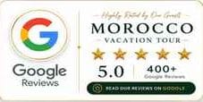 Google Reviews 5.0 rating with 400+ reviews for Morocco Vacation Tour.