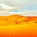 Golden sand dunes in the Sahara Desert, Morocco.